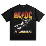 Rock Band T Shirt Ordinary Black Casual Loose Youth Cartoon Short Sleeve