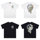 CHH Chrome Heart T Shirts Cross Leather Print Short Sleeve T-Shirt Loose