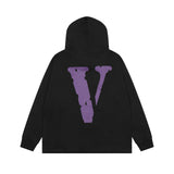 Vlone Hoodie autumn and winter purple big V letter hooded sweater