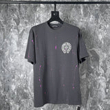CHH Chrome Heart T Shirts Cross Leather Print Short Sleeve T-Shirt Loose