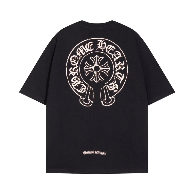 CHH Chrome Heart T Shirts Horseshoe Cross Print Short Sleeve T-Shirt