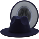 Walter White Fedora Woolen Hat Double-Sided Color Matching Felt Cap Flat Brim Fedora Hat