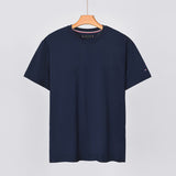 Tommy T Shirts Tommy Men's Short-Sleeved Cotton round Neck Slim-Fit Solid Color T-shirt