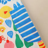 Girl Dress Girls' Summer Knitted Cotton Cartoon Printed Princess Dress Cute round Neck