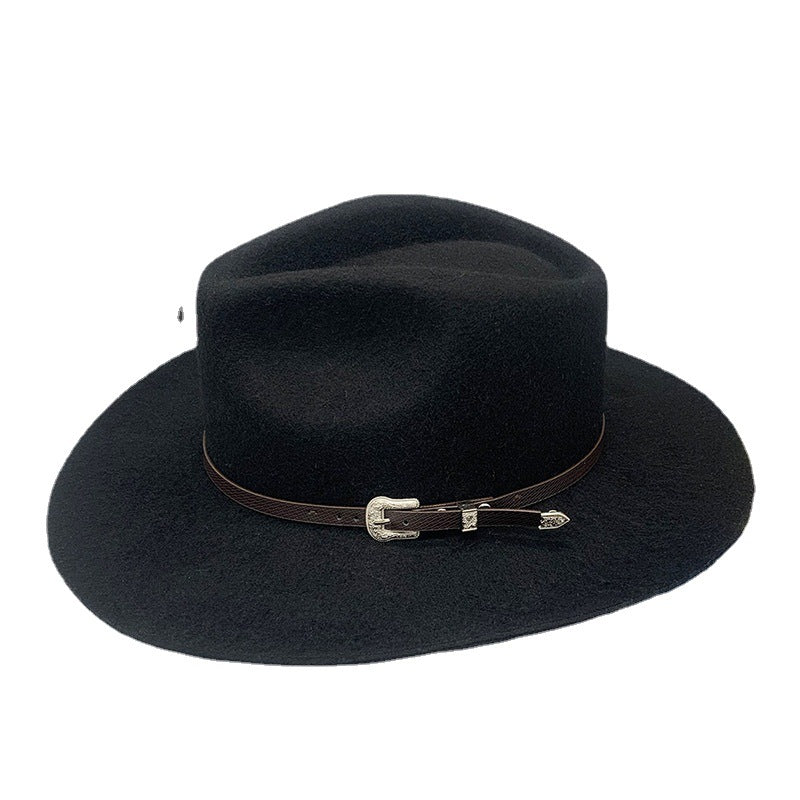 Walter White Fedora Autumn and Winter Woolen Western Cowboy Hat Tibetan Top Hat