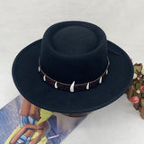 Walter White Fedora Ivory Decoration Men and Women Wool Felt Autumn and Winter Cowboy Hat