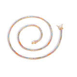 Zircon necklace colorful three-prong tennis chain