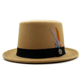Walter White Hats Woolen British Gentleman Flat-Top Cap Magician Hat Wool Top Hat