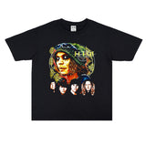 Rock Star T Shirt Himle Team Short Sleeve T-shirt round Neck Loose Cotton Men and Women