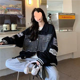 Unisex Baseball Jersey Fall Retro Denim Jacket