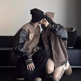 Unisex Baseball Jersey Fall/Winter Loose PU Jacket
