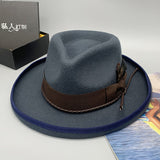 Walter White Fedora Wool Felt Hats Monochrome Embroidered Jazz Top Hat Denim