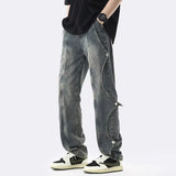 Unisex Jeans Vintage Loose Straight Pants Casual Trousers