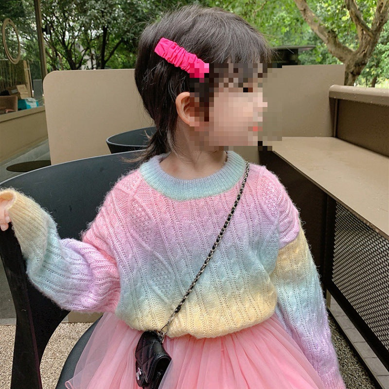Girl Jacket Girl's Sweater Rainbow Long Velvet