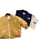 Boy Jacket Kids' Coat Spring and Autumn Color Embroidered Jacket Big Workwear with Pocket Baseball Uniform