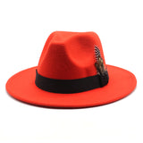 Walter White Hats Fashion Couple Feather Woolen Top Hat Flat Brim Big Brim Jazz Hat