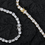 Zircon necklace square and round mixed inlaid zircon tennis chain