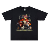 Rock Star T Shirt Pure Cotton Printed Washed Distressed T-shirt Short Sleeve Men and Women Loose