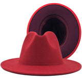 Walter White Fedora Woolen Hat Double-Sided Color Matching Felt Cap Flat Brim Fedora Hat