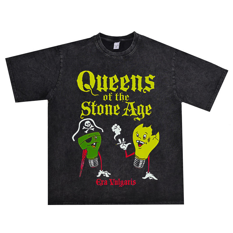 Rock Star T Shirt Queens of the Stone Age Band Washed Distressed T-shirt