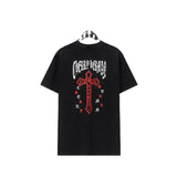 CHH Chrome Heart T Shirts Cross Sanskrit Printed Crew Neck Washed Short Sleeve Fashion T-Shirt