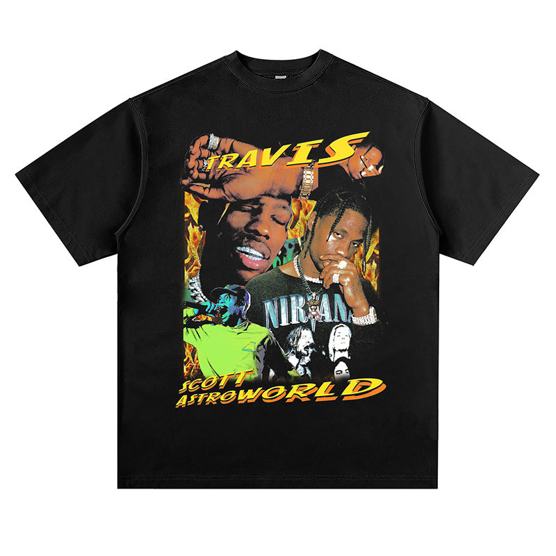 Hip Hop Rapper T Shirt Ordinary Casual Loose Youth Cartoon Short Sleeve