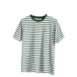 Tommy T Shirts Tommy Fashion Striped Yarn-Dyed Stitching Fabric round Neck Short Sleeve T-shirt