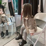 Girl Jacket Girls' Coat Plaid Autumn and Winter Clothing