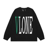 Vlone Sweatshirts Autumn and Winter Green Big V Letter Crew Neck