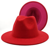 Walter White Fedora Woolen Hat Double-Sided Color Matching Felt Cap Flat Brim Fedora Hat
