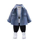 Boy Jacket Boy's Cowboy Shirt Spring and Autumn Korean Style Long Sleeve Top Fashion Shirt Coat