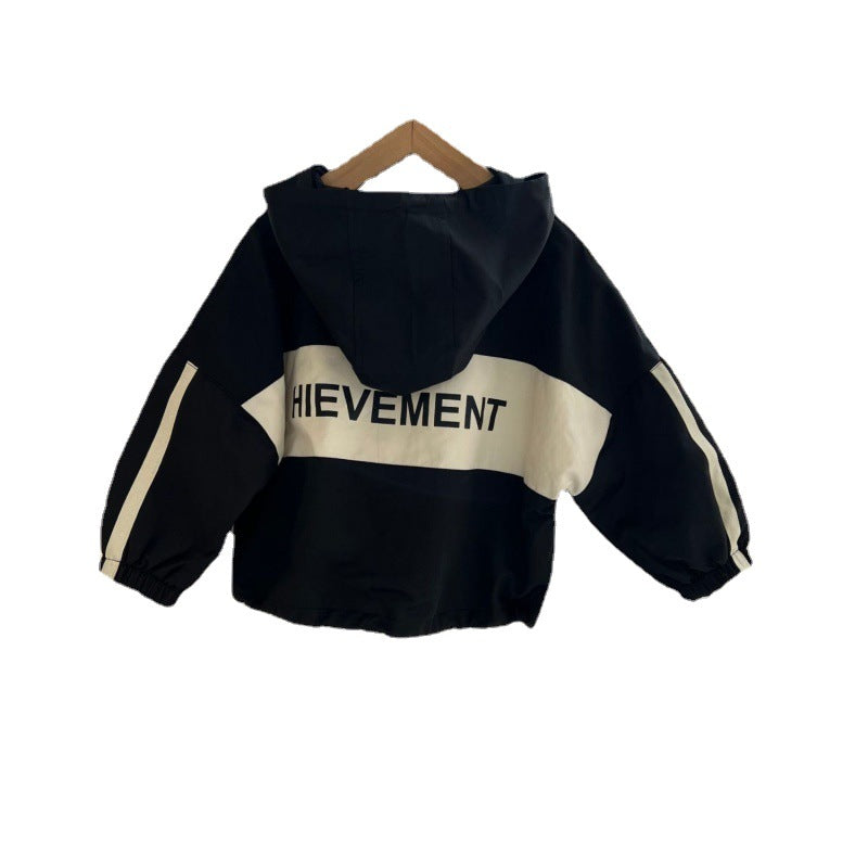 Boy Jacket Boys and Girls Jacket Letter Coat Anorak Spring and Autumn Baby Long Sleeve Top