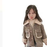 Girl Jacket Girls' Coat Plaid Autumn and Winter Clothing