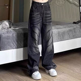 Unisex Jeans Vintage Washed Jeans Loose Straight Oversize Wide Leg Pants