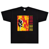 Rock Star T Shirt Guns N'Roses Use Your Illusioni T-shirt Gun Flower Band Rock Retro Short Sleeve