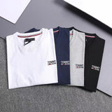 Tommy T Shirts Tommy Chest Embroidered Logo round Neck Short Sleeve T-shirt