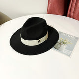 Walter White Fedora All-Match Big Flat Brim Witch Woolen Hat Felt Top Hat Men and Women Autumn and Winter