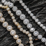 Zircon necklace gradient size flower shape round mix and match zircon tennis chain