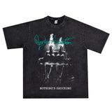 Rock Star T Shirt Rock Ajane's Ddiction Band Washed Distressed Printed T-shirt Loose