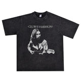 Rock Star T Shirt George Harrisont Short Sleeve Loose Men and Women