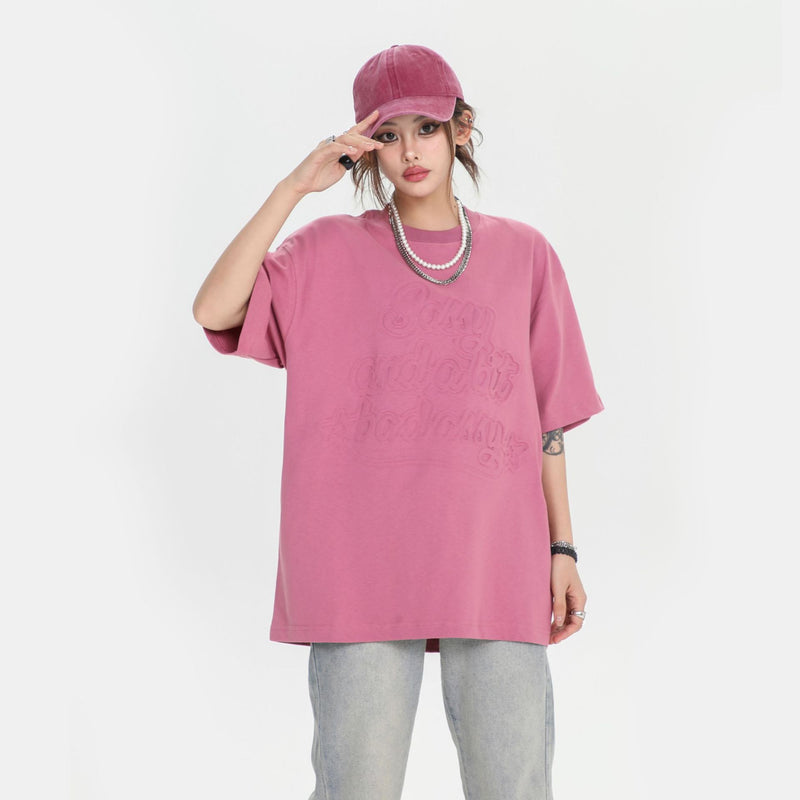 After Prom Shirt Loose Summer T-shirt Women's Pure Cotton High Street Three-Dimensional Letter Short Sleeve