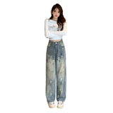 Unisex Jeans American vintage washed jeans vibe straight wide legs