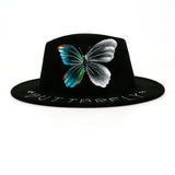 Walter White Fedora Topper Hand Painted Graffiti Woolen Hat Printed Tie-Dye Felt Hat