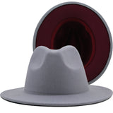 Walter White Fedora Woolen Hat Double-Sided Color Matching Felt Cap Flat Brim Fedora Hat