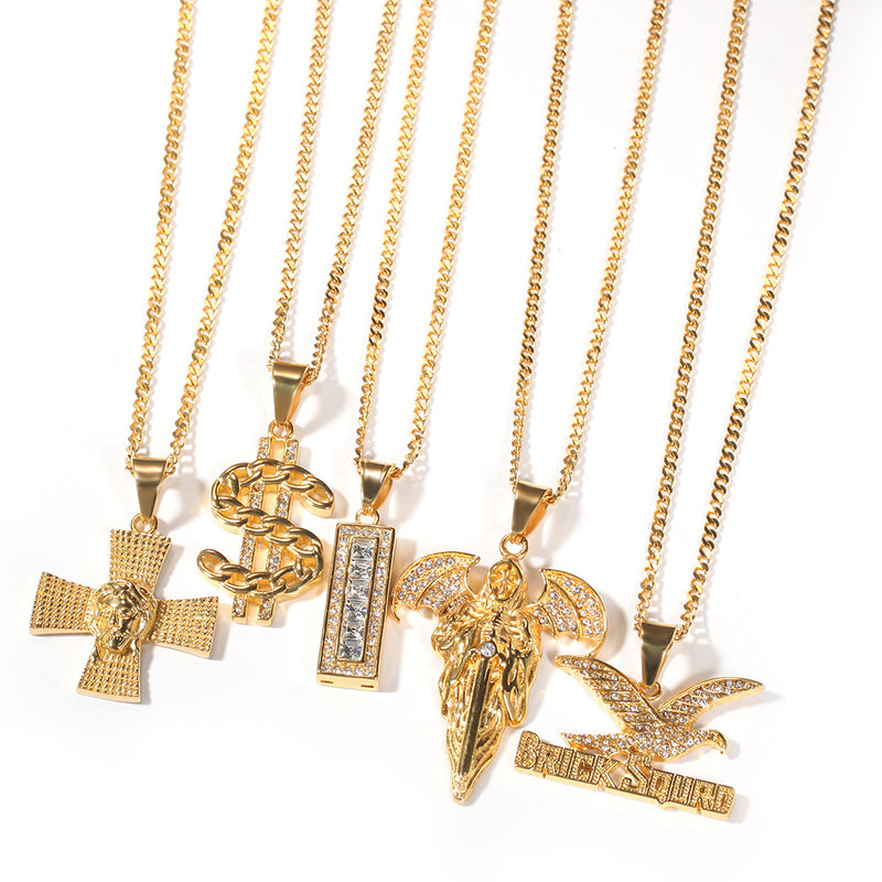 Jewelry Creative Cross Pendant Necklace Animal Cannabis rapper Dog Tags