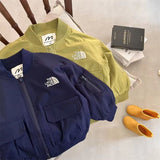 Boy Jacket Kids' Coat Spring and Autumn Color Embroidered Jacket Big Workwear with Pocket Baseball Uniform