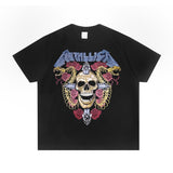 Rock Star T Shirt Metallica Rock Washed Distressed T-shirt Loose Street Men and Women