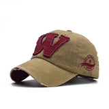 Walter White Hats Sun Hat Spring/Summer Sun Protection Hat W Letter Cap Distressed Peaked Cap Washed