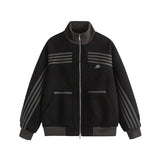 Unisex Baseball Jersey Striped Jacket Autumn Vintage Cardigan Jacket Stand-Up Sweater