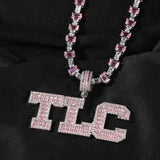 Jewelry Pink Zircon Letter Pendant Necklace Personalized Design Word Up Royalty